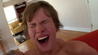 Emotional and ugly bitch Claire Robbins gets a double cock penetration Thumbnail